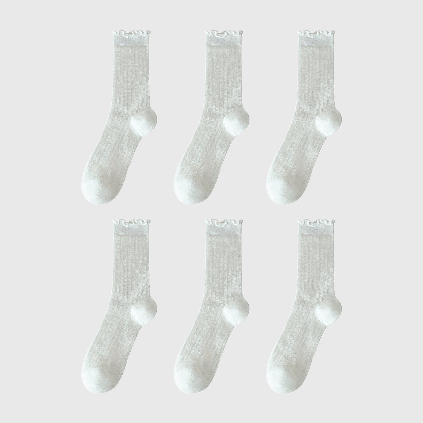 Sheer Ruffle-Trimmed Ankle Socks 6pk