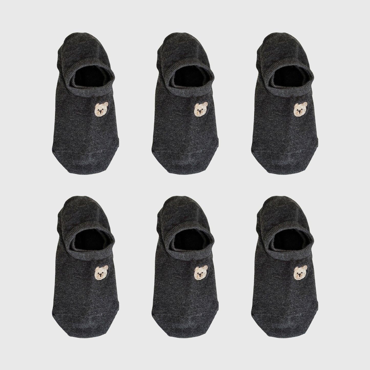 6pk Cute Bear Embroidered No-Show Socks