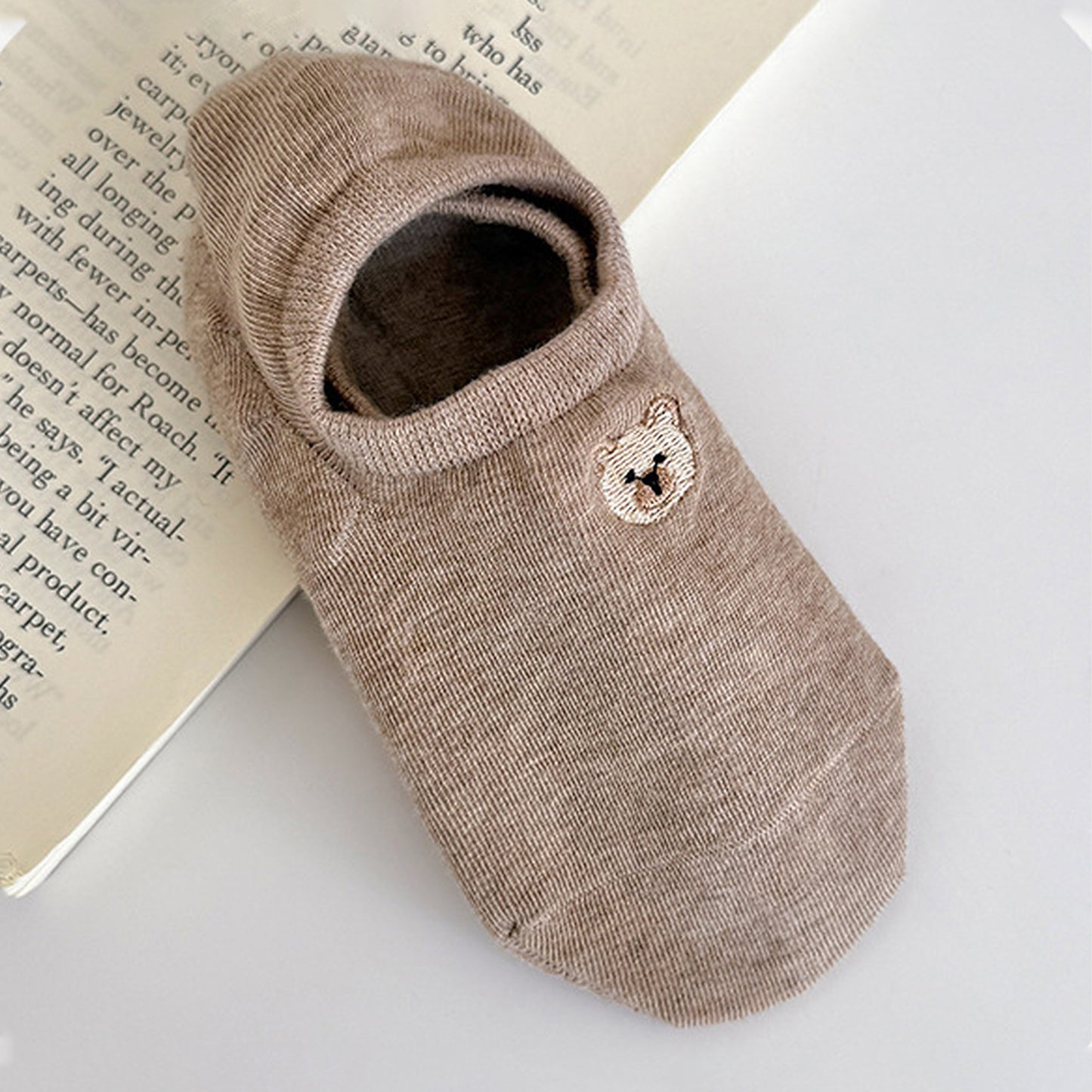 6pk Cute Bear Embroidered No-Show Socks