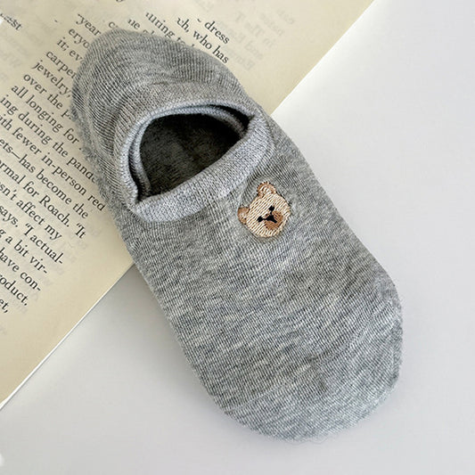 6pk Cute Bear Embroidered No-Show Socks