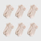 Cute Bear-Embroidered Striped Ankle Socks 6Pk