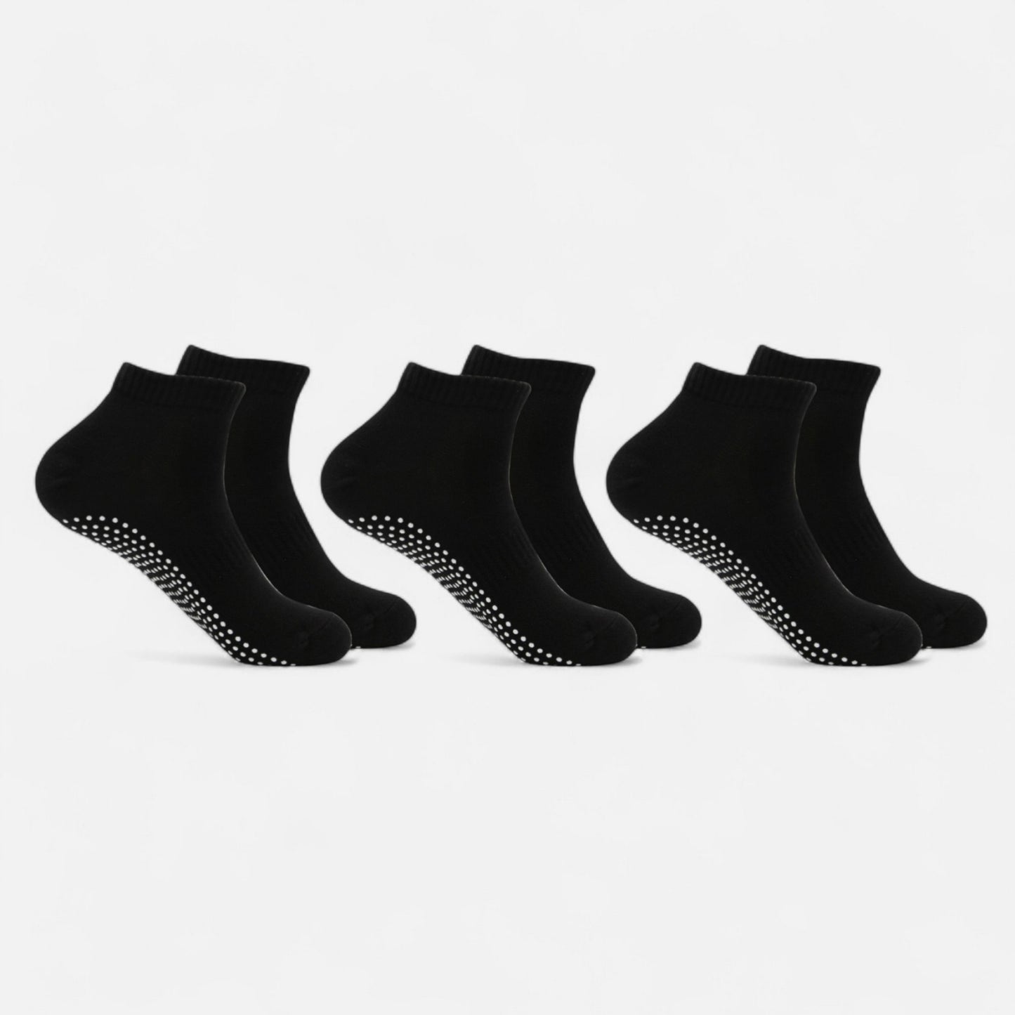 Ankle Grip Socks 3-Pack with Textured Soles and Cushioned Knit Design for Indoor Stability