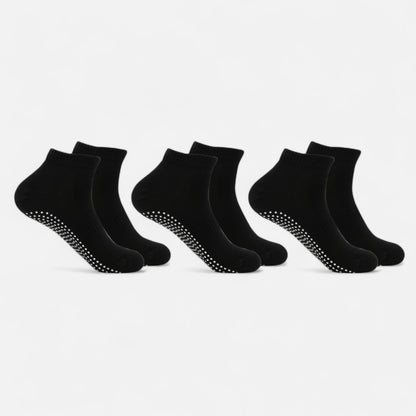 Ankle Grip Socks 3-Pack with Textured Soles and Cushioned Knit Design for Indoor Stability