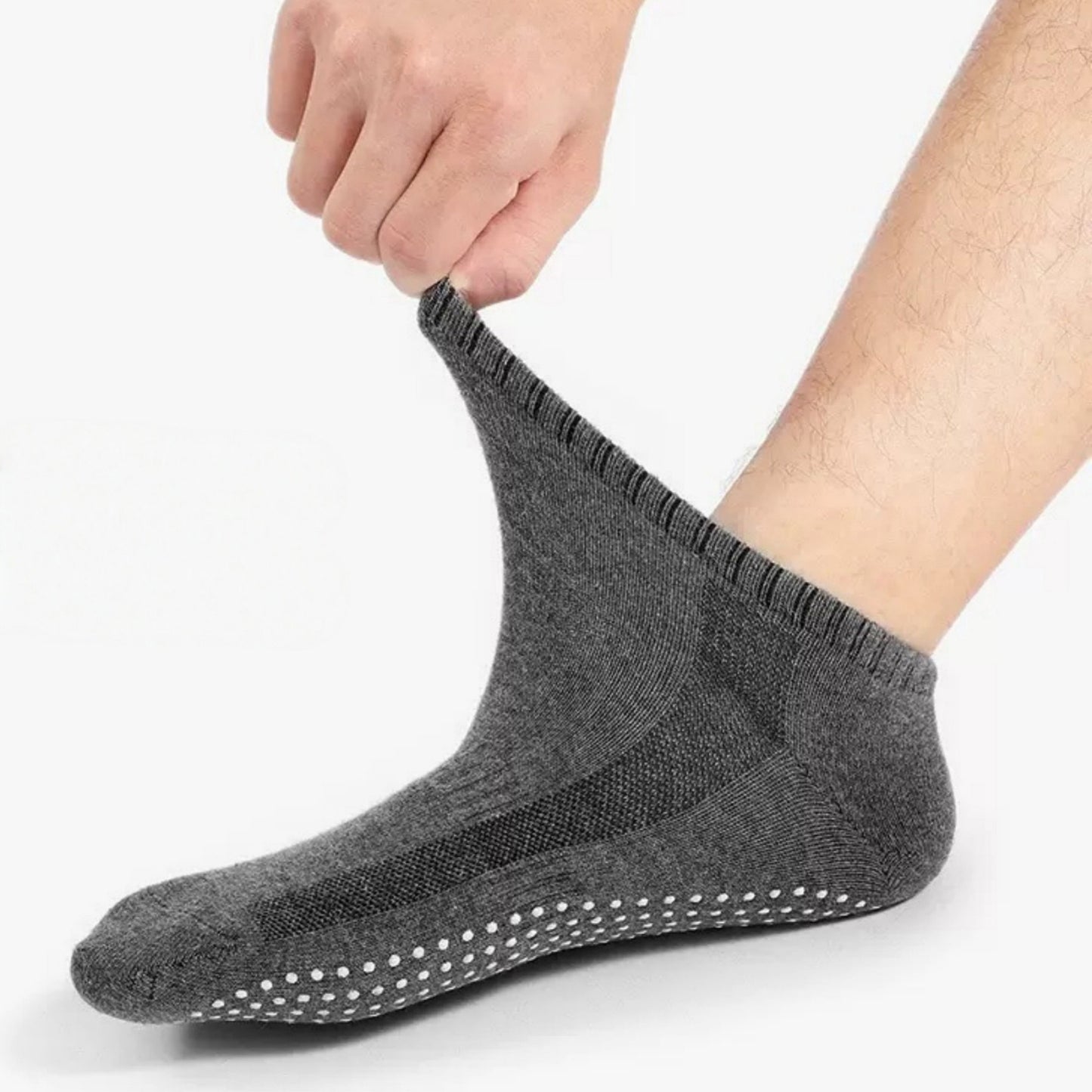 Ankle Grip Socks 3-Pack with Textured Soles and Cushioned Knit Design for Indoor Stability