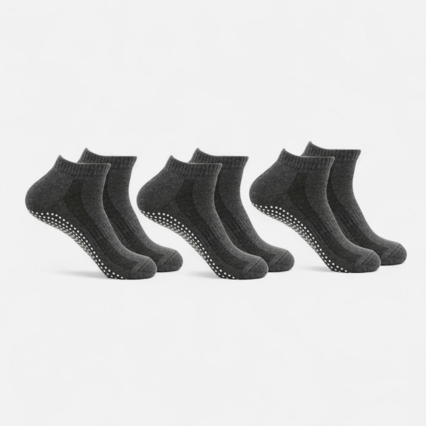 Ankle Grip Socks 3-Pack with Textured Soles and Cushioned Knit Design for Indoor Stability