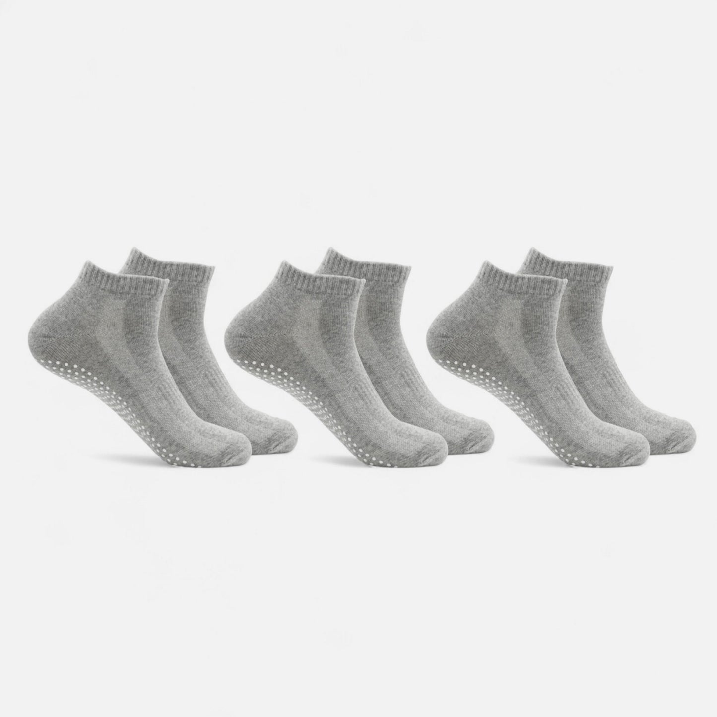 Ankle Grip Socks 3-Pack with Textured Soles and Cushioned Knit Design for Indoor Stability