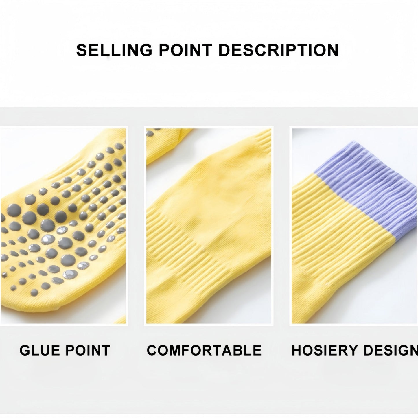 Crew Grip Socks 2-Pack with Contrast Cuffs and Raised Textured Soles for Indoor Comfort