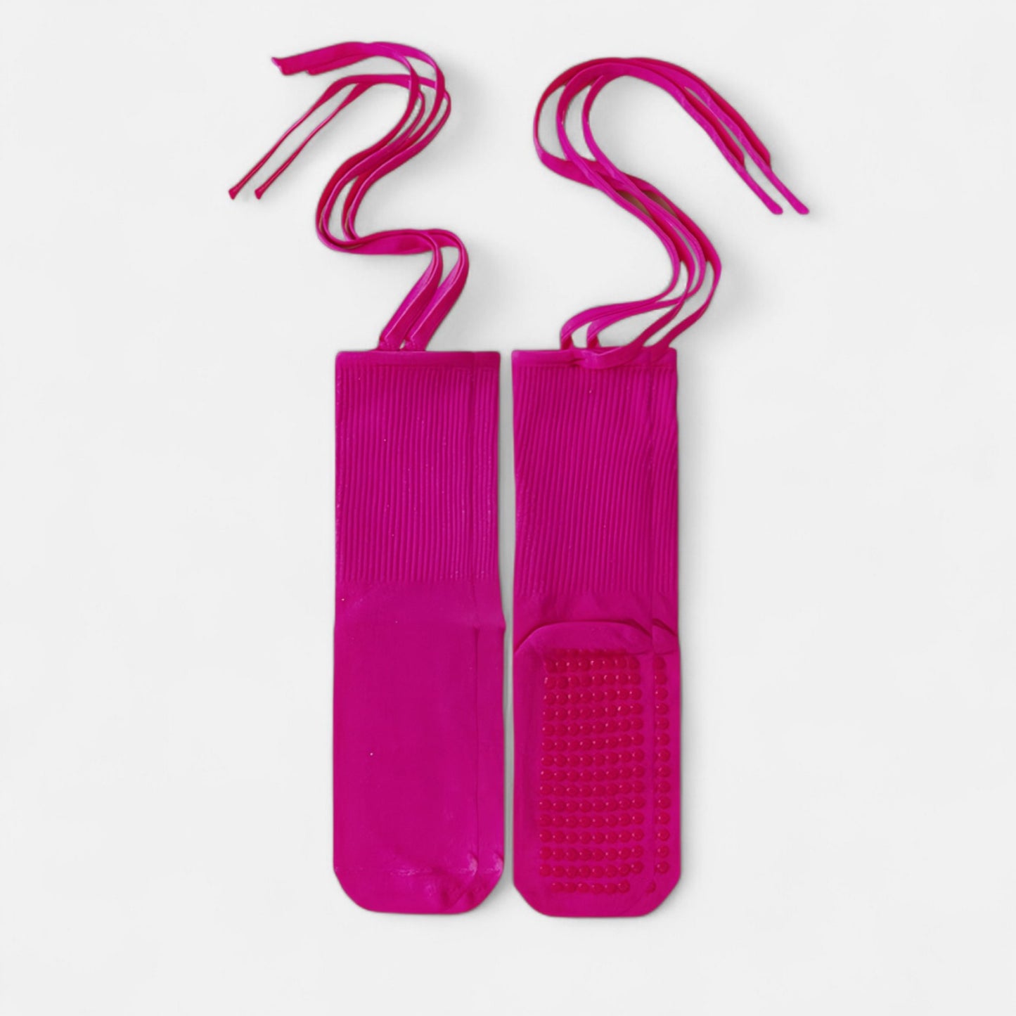 2-Pack Over-the-Calf Grip Socks with Ribbon Tie and Non-Slip Sole for Barre Pilates Yoga