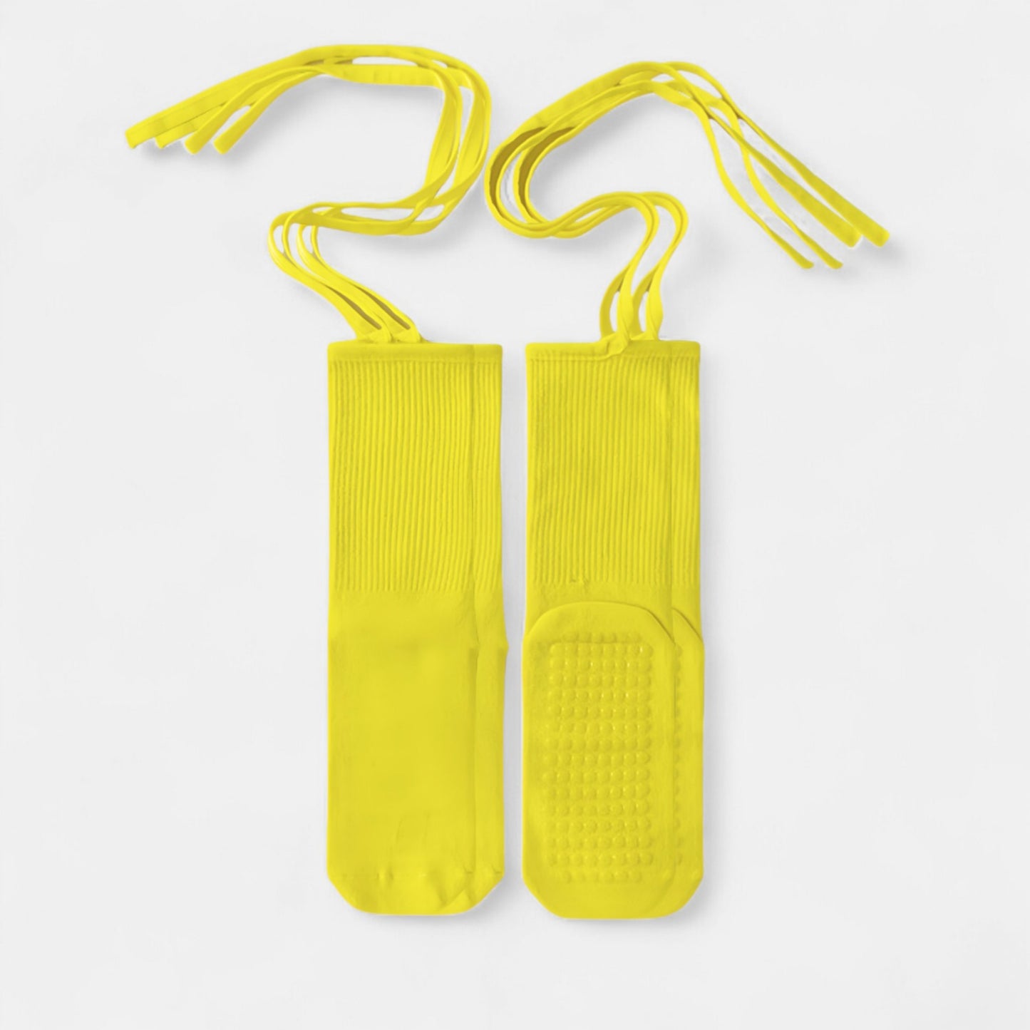 2-Pack Over-the-Calf Grip Socks with Ribbon Tie and Non-Slip Sole for Barre Pilates Yoga