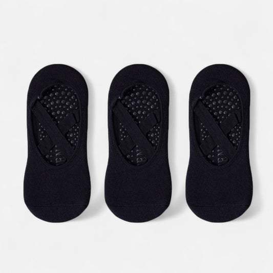 3-Pack Ballet Style Grip Socks with Crisscross Elastic and Non-Slip Soles for Barre Pilates Yoga