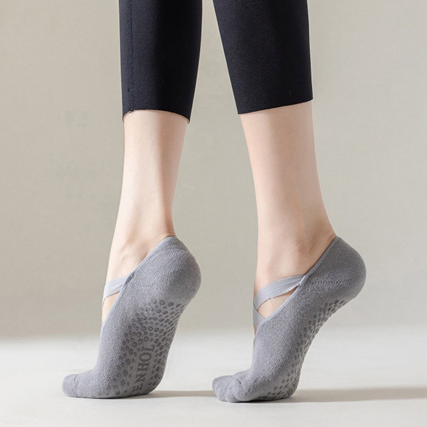 3-Pack Ballet Style Grip Socks with Crisscross Elastic and Non-Slip Soles for Barre Pilates Yoga