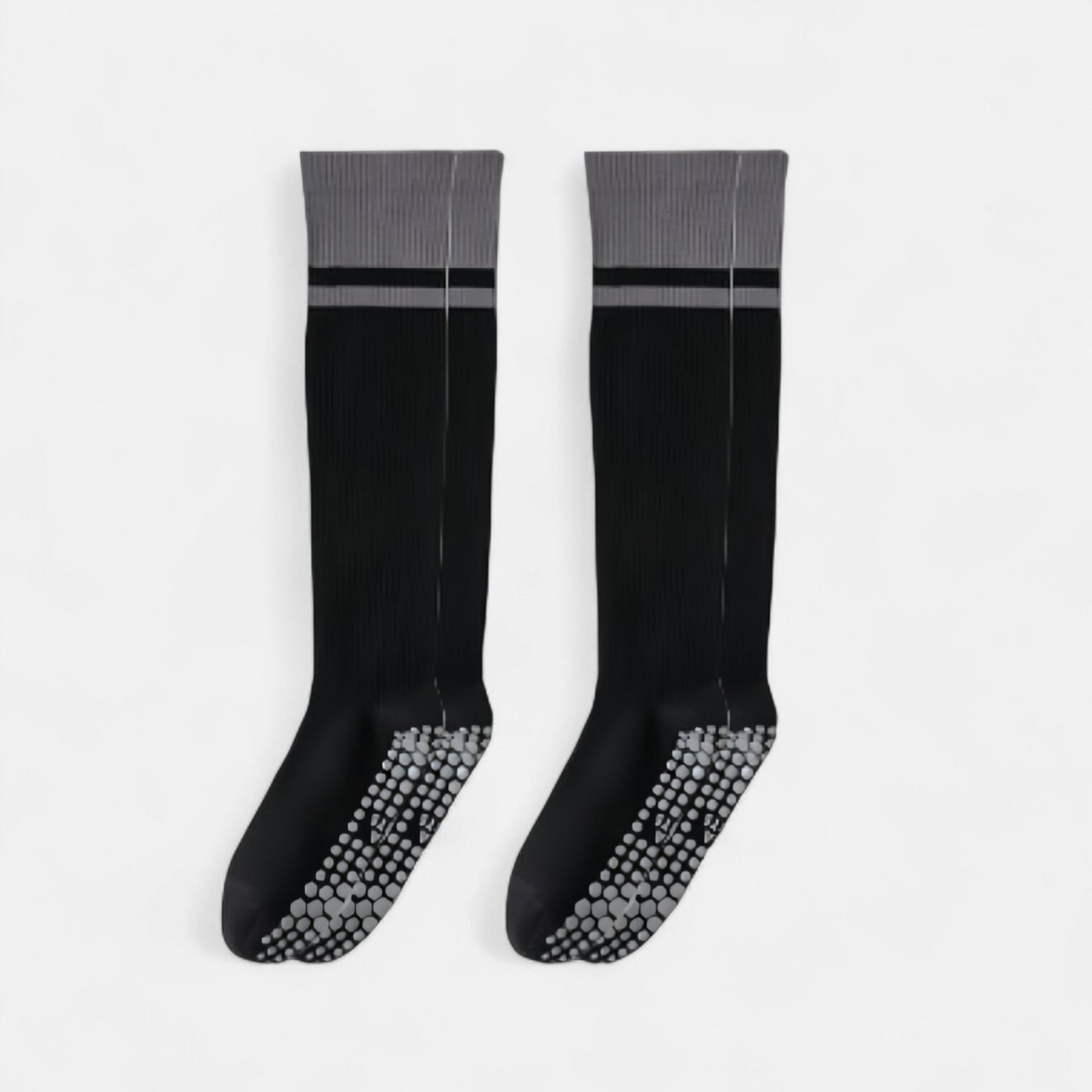 2-Pack Knee High Grip Socks with Ribbed Texture and Anti-Slip Soles for Studio Workouts