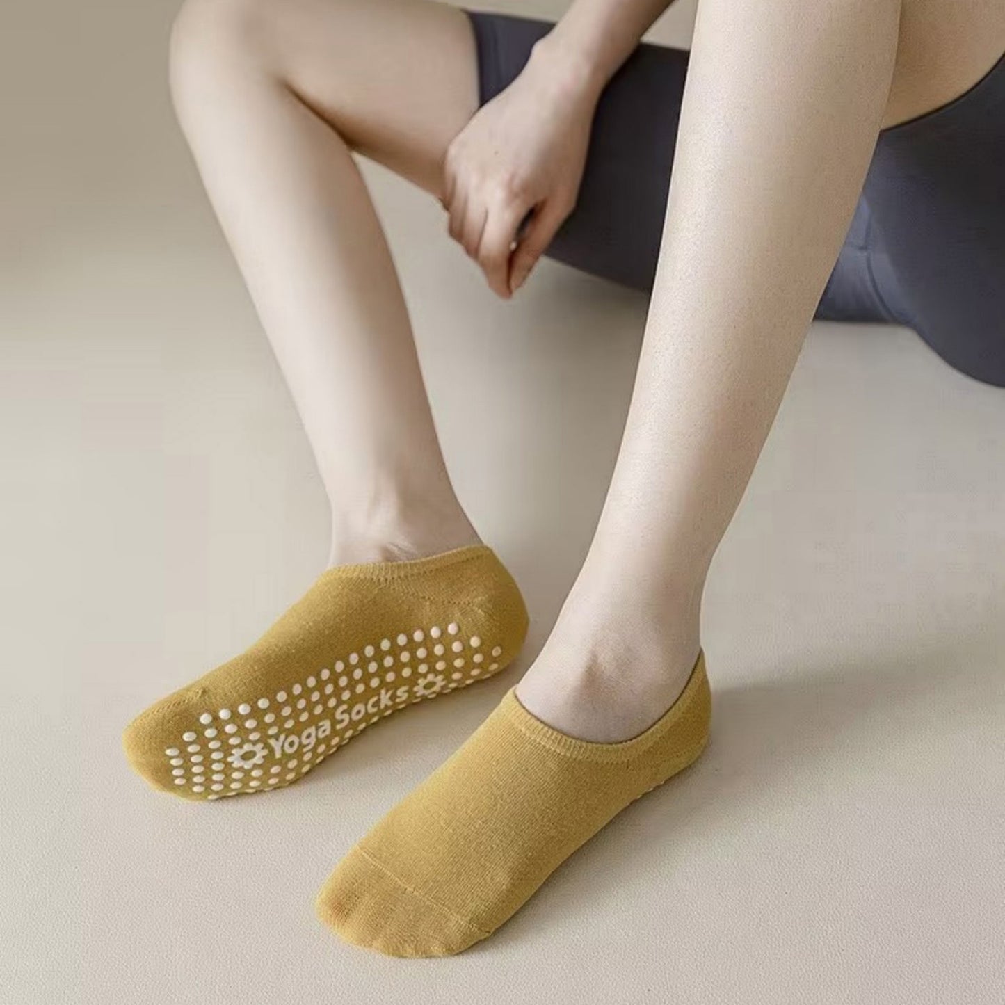 3-Pack Ballet Cut Grip Socks with Non-Slip Flower Sole Design for Pilates and Indoor Movement