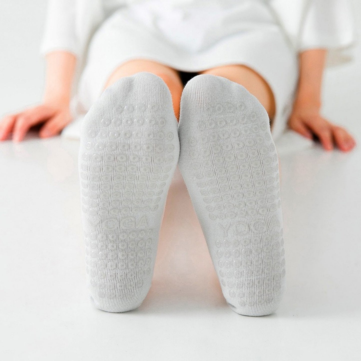 2-Pack Ballet Style Grip Socks with Crisscross Elastic Straps and Non-Slip Soles for Yoga or Pilates