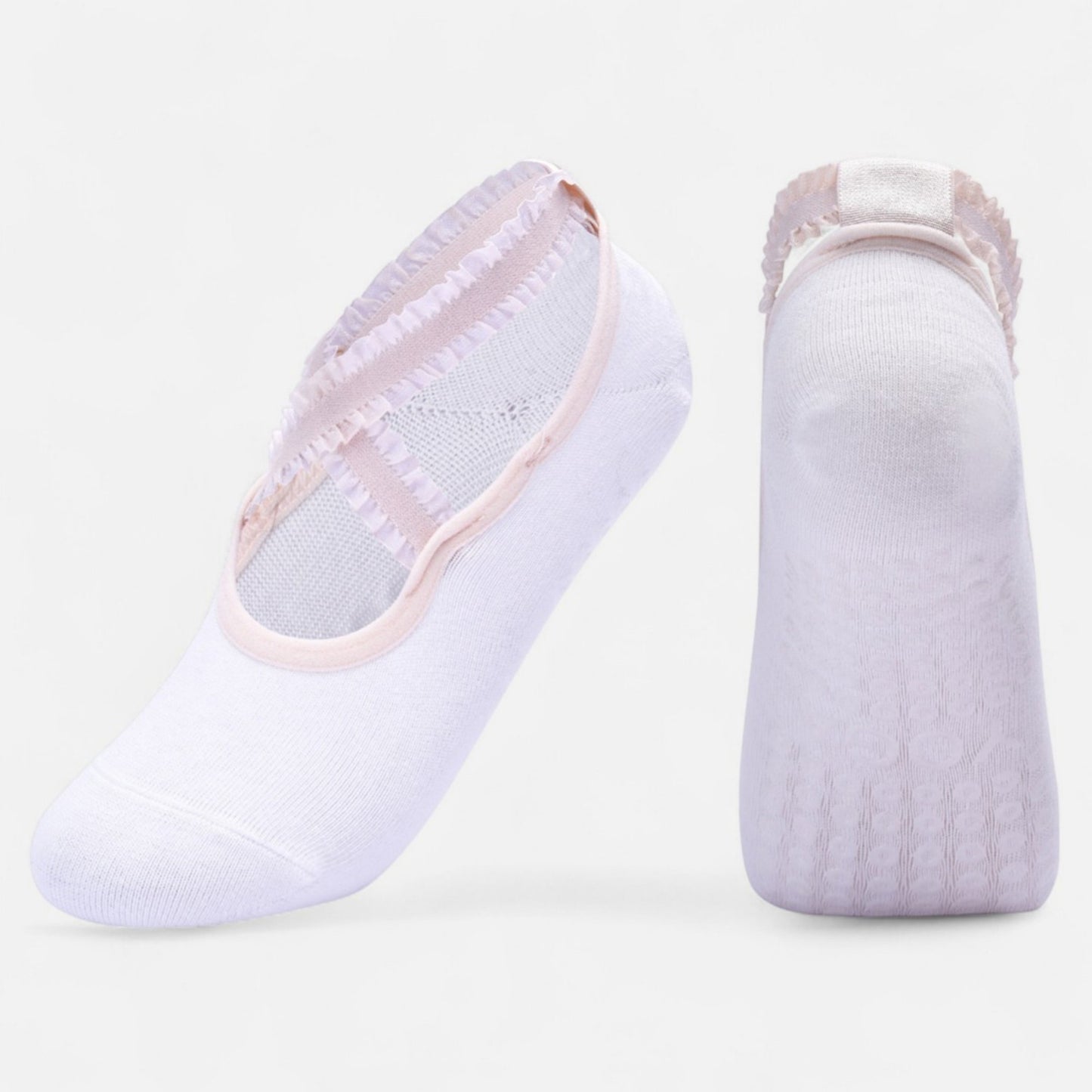 2-Pack Ballet Style Grip Socks with Crisscross Elastic Straps and Non-Slip Soles for Yoga or Pilates