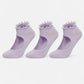 3-Pack Non-Slip Ballet Cut Ankle Socks with Ruffled Trim and Grip Soles for Yoga or Daily Wear