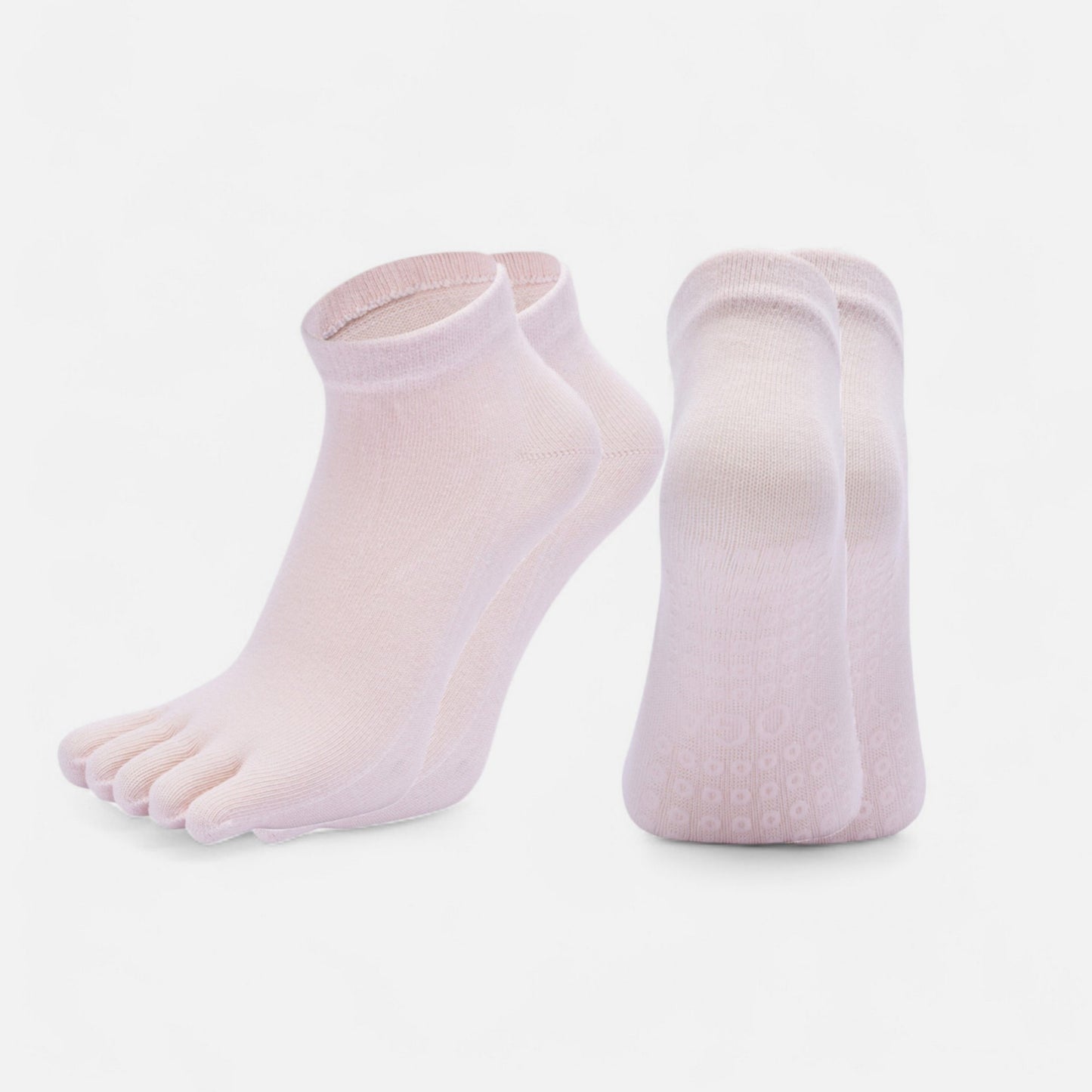 2-Pack Five-Toe Non-Slip Ankle Socks with Grip Soles for Yoga Pilates and Barefoot Stability