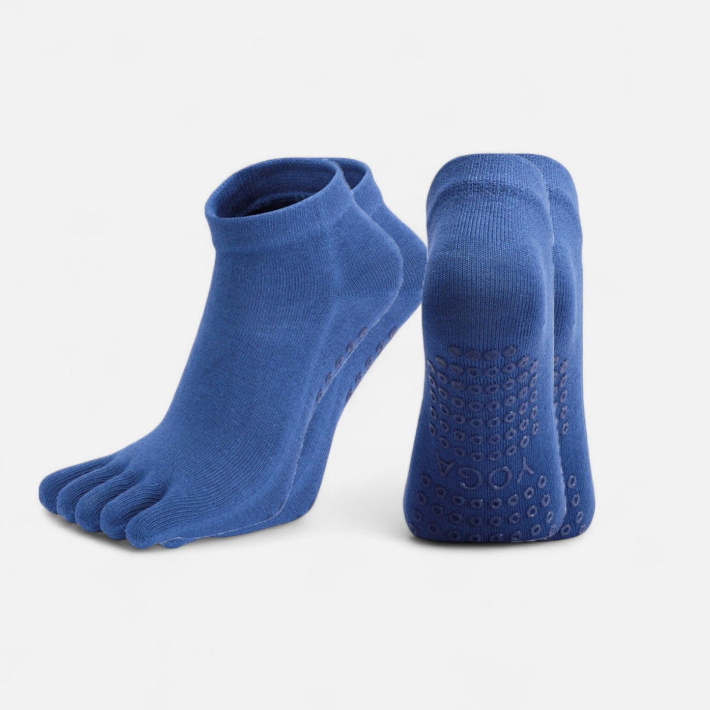 2-Pack Five-Toe Non-Slip Ankle Socks with Grip Soles for Yoga Pilates and Barefoot Stability