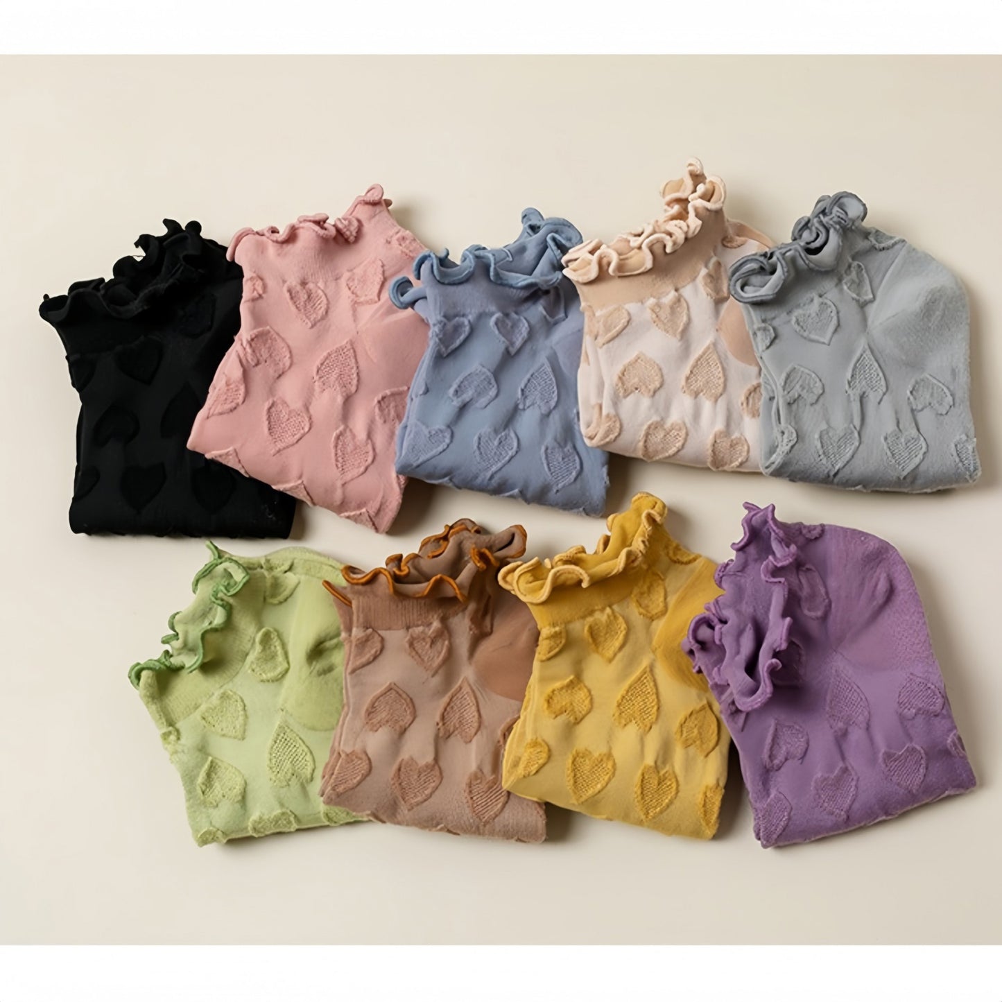 3-Pack Heart Knit Ankle Socks with Ruffle Trim and Soft Stretchy Fabric