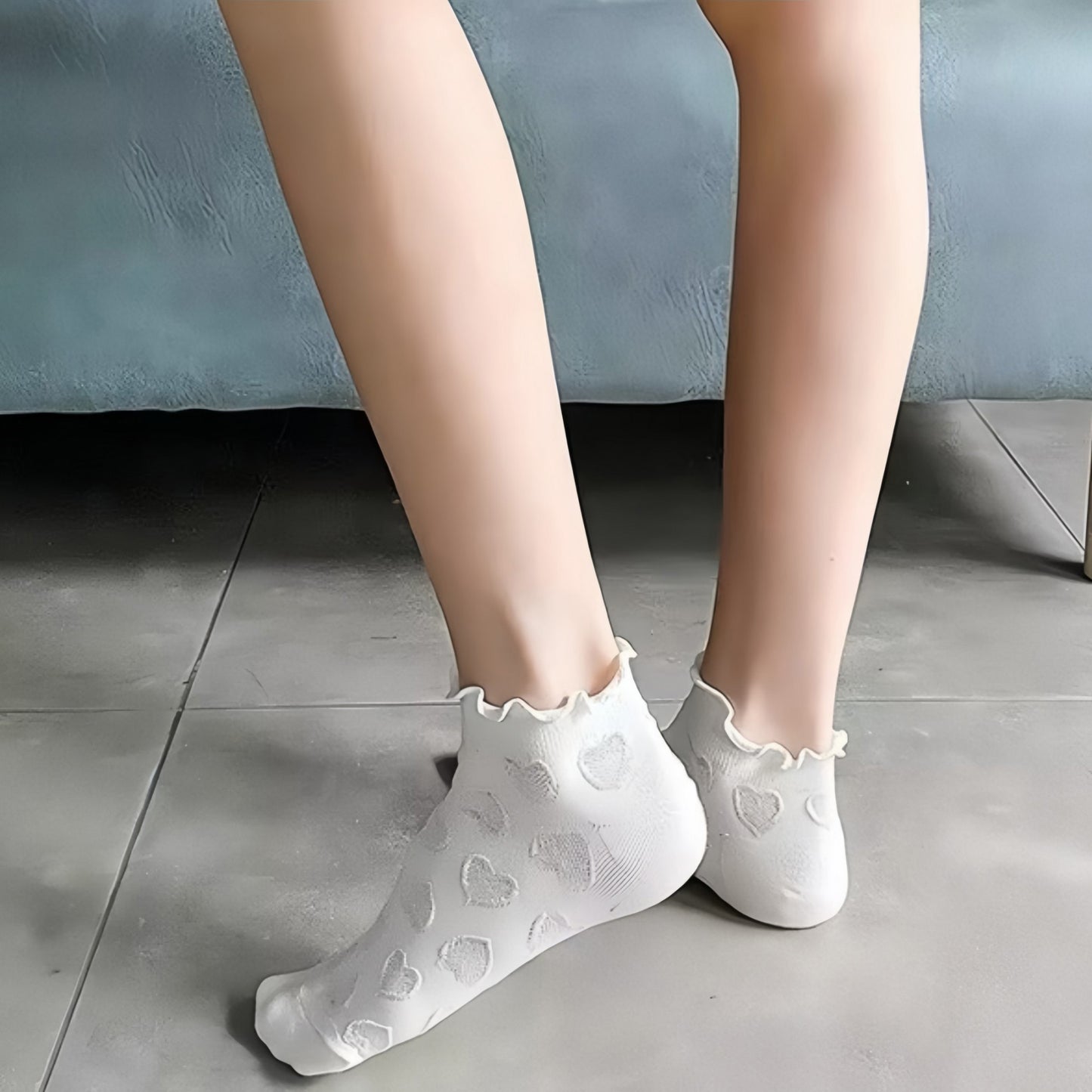 3-Pack Heart Knit Ankle Socks with Ruffle Trim and Soft Stretchy Fabric