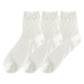 3 Pairs Ruffle Trim Crew Socks Soft Cotton Knit Lightweight Ribbed Texture with Scalloped Edge for Everyday Wear