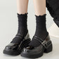 3 Pairs Ruffle Trim Crew Socks Soft Cotton Knit Lightweight Ribbed Texture with Scalloped Edge for Everyday Wear