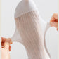 3 Pairs Ruffle Trim Crew Socks Soft Cotton Knit Lightweight Ribbed Texture with Scalloped Edge for Everyday Wear