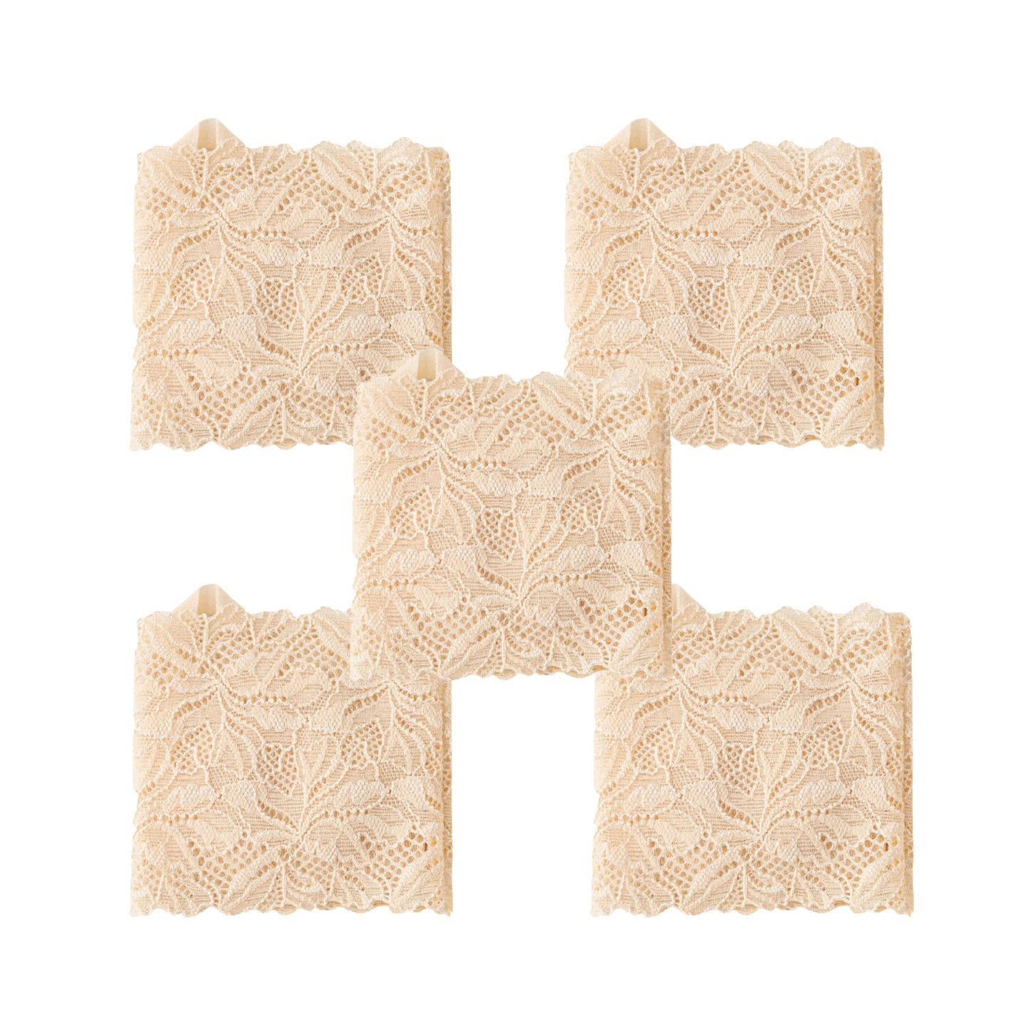 5 Pairs Floral Lace No Show Socks Low Cut Stretch Liner with Elegant Scalloped Trim Invisible Design for Flats and Loafers