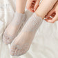 Floral Lace No Show Socks Lightweight Low Cut Sheer Liner with Silicone Heel Grip Elegant Invisible Design for Flats