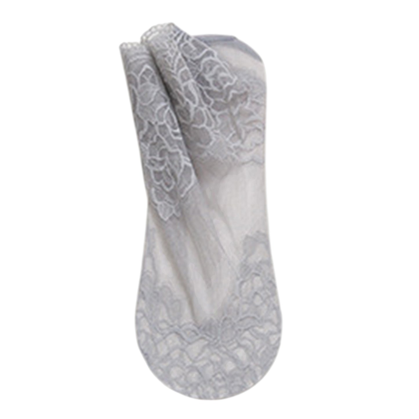 Floral Lace No Show Socks Lightweight Low Cut Sheer Liner with Silicone Heel Grip Elegant Invisible Design for Flats