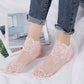 Floral Lace No Show Socks Lightweight Low Cut Sheer Liner with Silicone Heel Grip Elegant Invisible Design for Flats