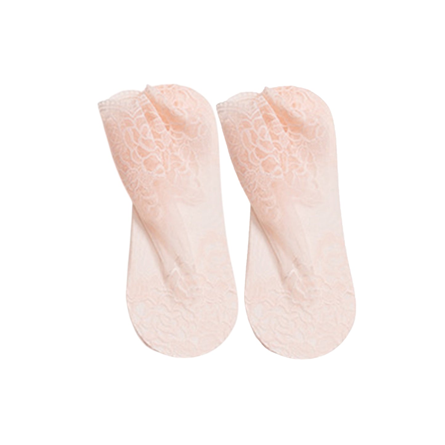 Floral Lace No Show Socks Lightweight Low Cut Sheer Liner with Silicone Heel Grip Elegant Invisible Design for Flats