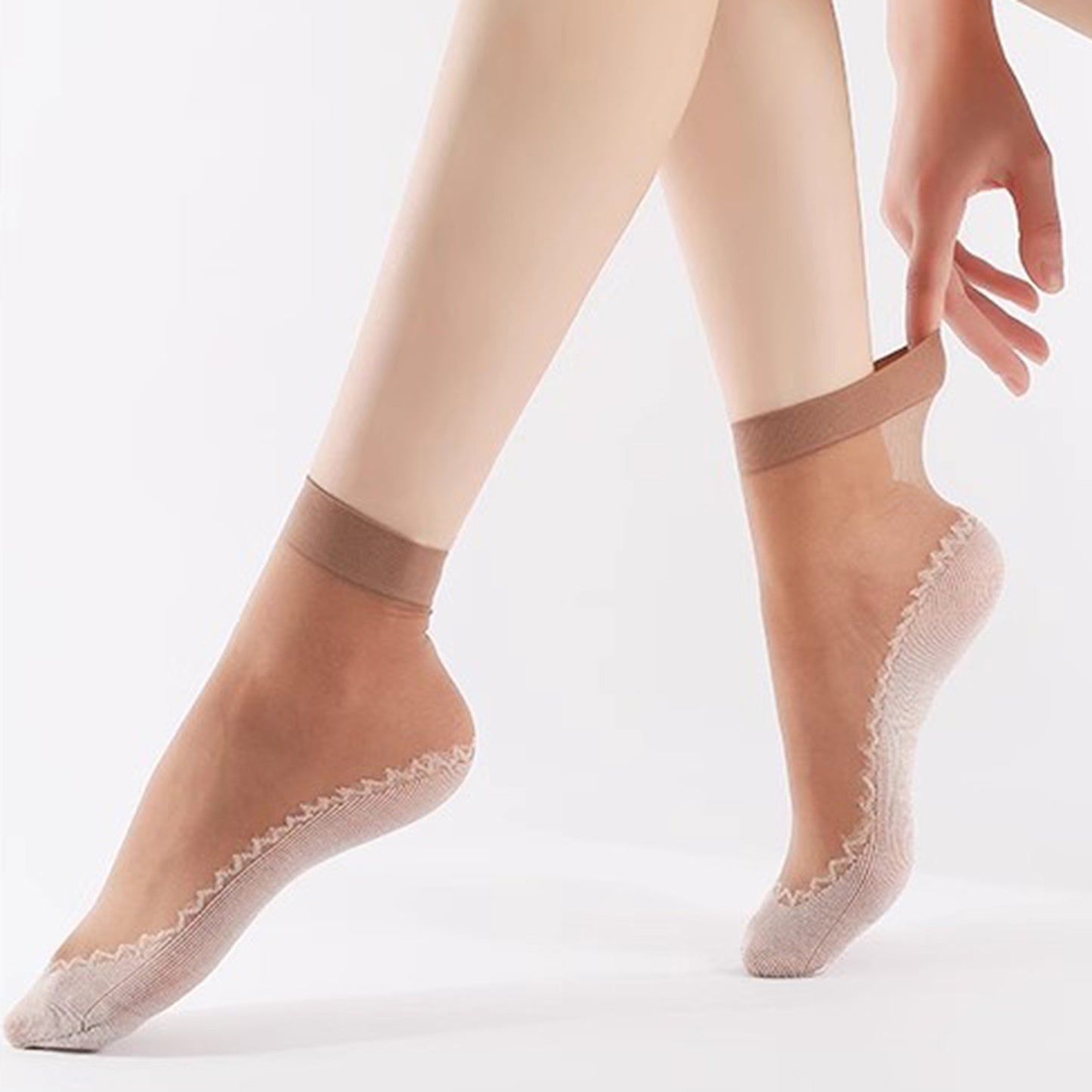 5-Pack Sheer No Show Liner Socks with Non-Slip Heel Grip Lightweight Invisible Design