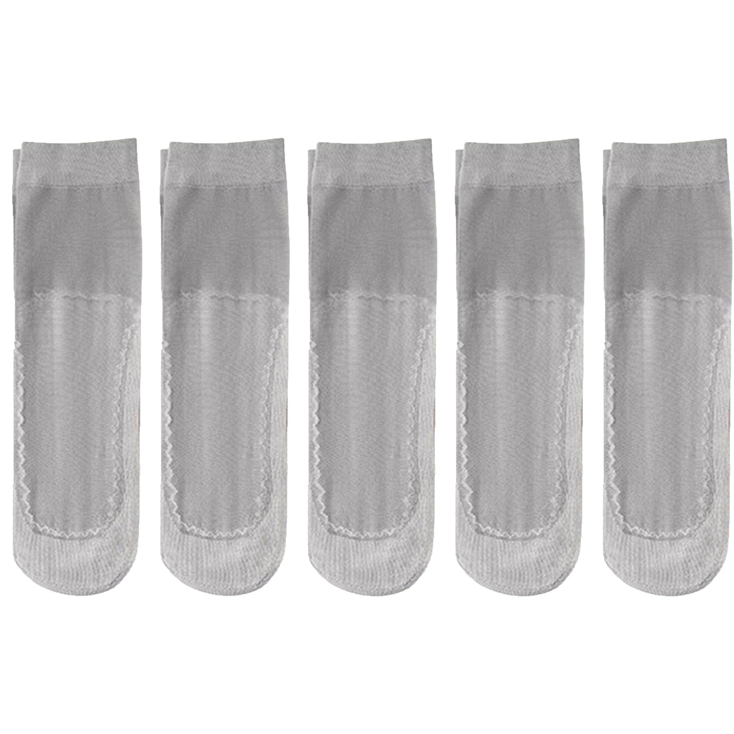 5-Pack Sheer No Show Liner Socks with Non-Slip Heel Grip Lightweight Invisible Design