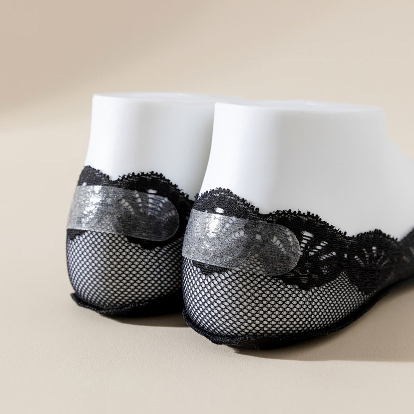 3-Pack Low Cut Lace Liner Socks with Non-Slip Heel Grip No Show Design