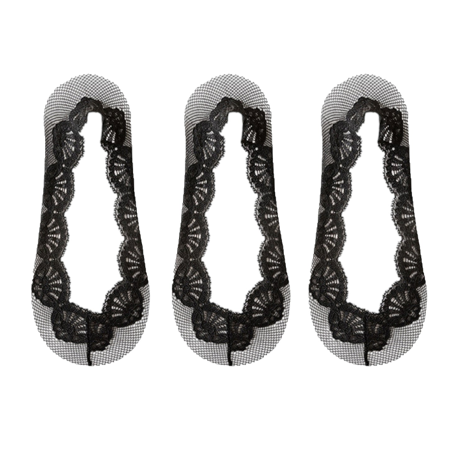 3-Pack Low Cut Lace Liner Socks with Non-Slip Heel Grip No Show Design