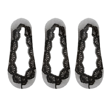 3-Pack Low Cut Lace Liner Socks with Non-Slip Heel Grip No Show Design