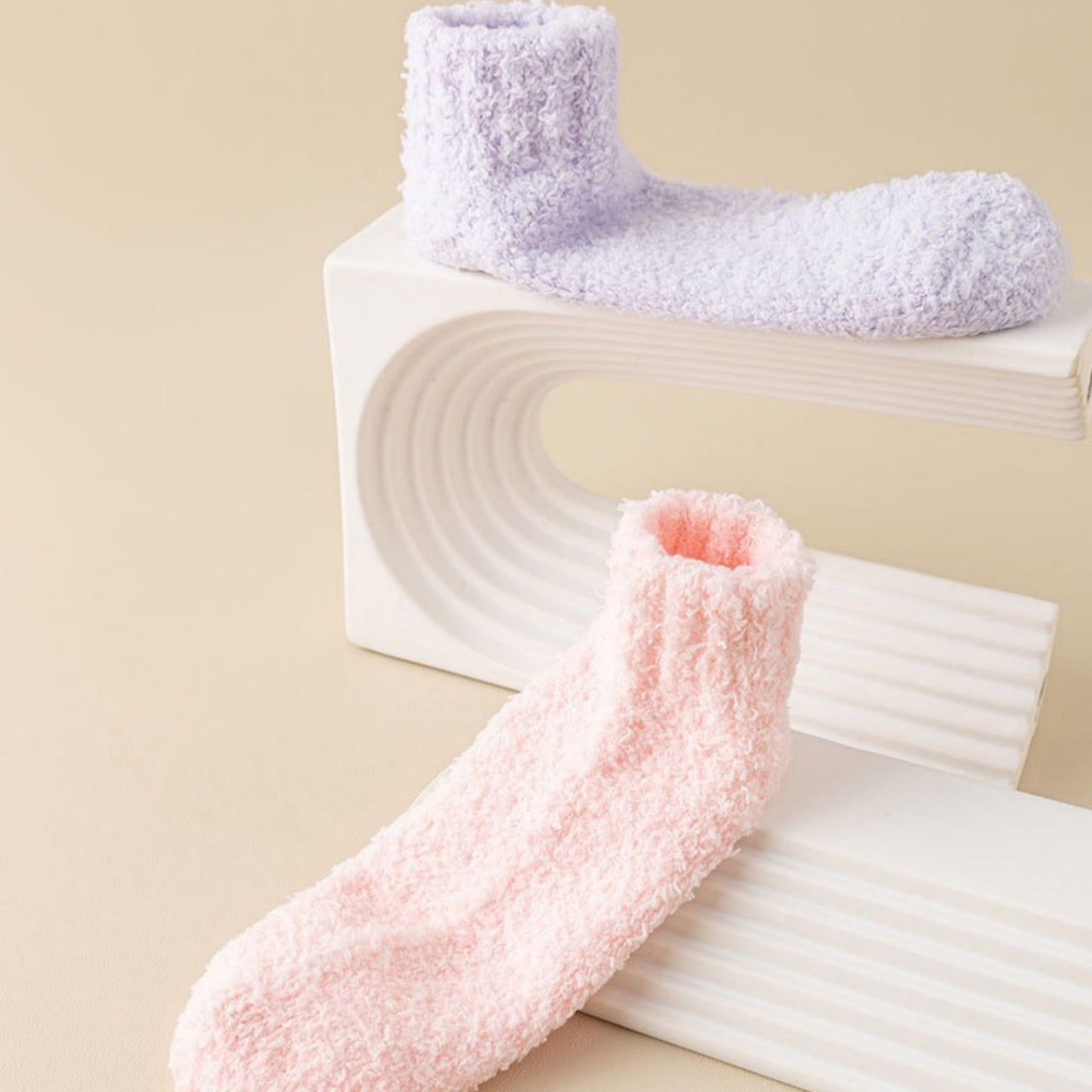 3-Pack Non-Slip Plush Fuzzy Ankle Socks with Grips and Soft Cozy Texture