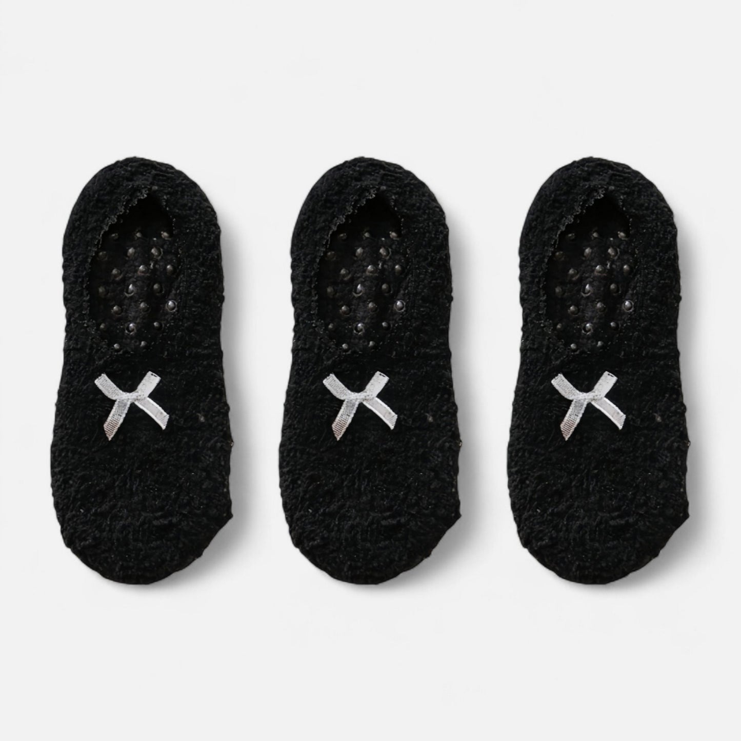 3-Pack Non-Slip Plush Fuzzy Slipper Socks with Fabric Bow and Grip Bottoms