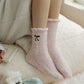 3-Pack Fuzzy Crew Socks with Embroidered Bow Detail and Soft Plush Texture
