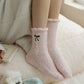 3-Pack Fuzzy Crew Socks with Embroidered Bow Detail and Soft Plush Texture