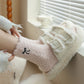 3-Pack Fuzzy Crew Socks with Embroidered Bow Detail and Soft Plush Texture