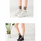 3-Pack Crew Socks with Ribbed Leopard Print Cuffs and Soft Stretch Knit Design