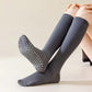 2-Pack Long Ribbed Non-Slip Socks with Grip Soles for Indoor Comfort and Support