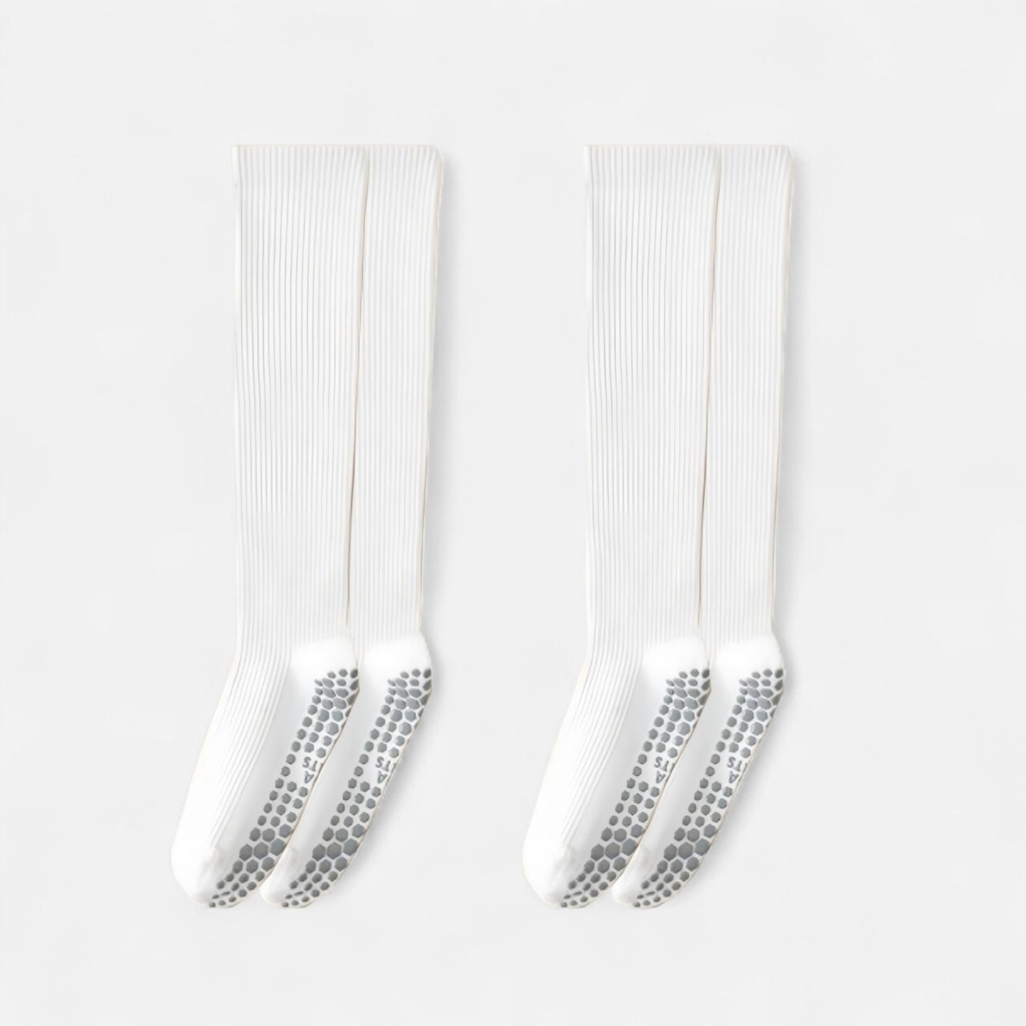 2-Pack Long Ribbed Non-Slip Socks with Grip Soles for Indoor Comfort and Support