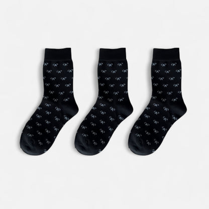 3-Pack Crew Socks with Allover Print Design Soft Stretch Knit for Everyday Comfort