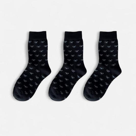 3-Pack Crew Socks with Allover Print Design Soft Stretch Knit for Everyday Comfort