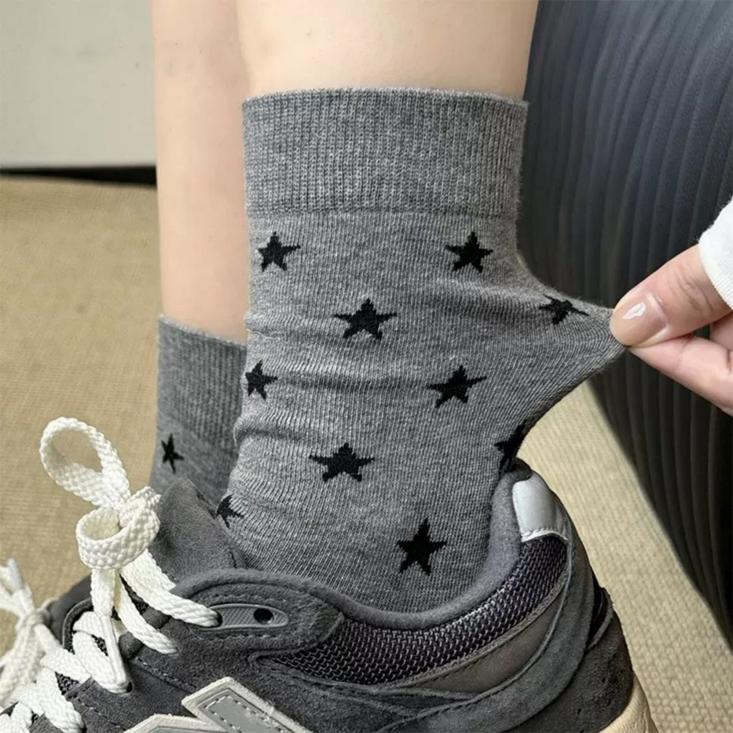 3-Pack Crew Socks with Allover Print Design Soft Stretch Knit for Everyday Comfort