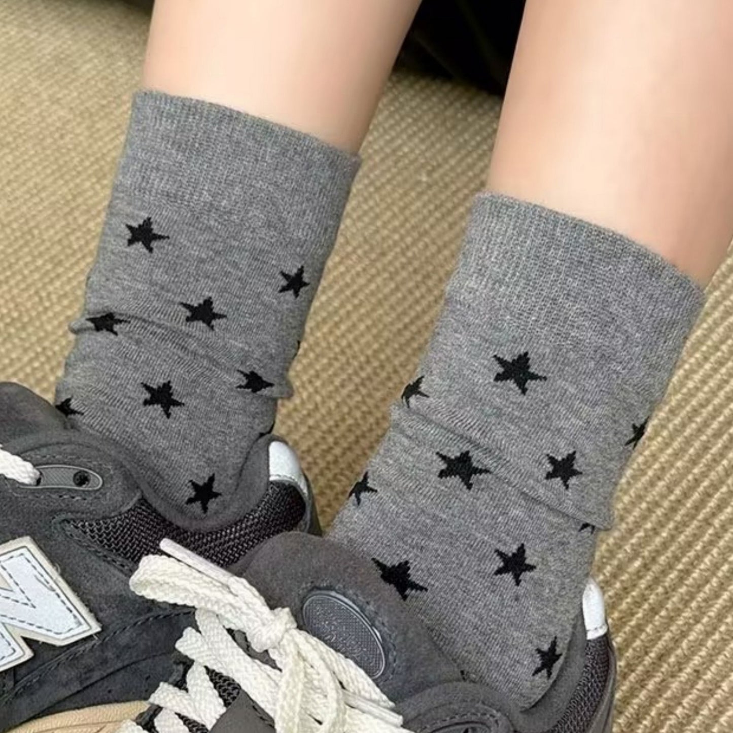 3-Pack Crew Socks with Allover Print Design Soft Stretch Knit for Everyday Comfort