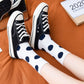 3-Pack Polka Dot Crew Socks Soft Knit Stretch Fabric Bold Retro Dot Pattern Sock Set